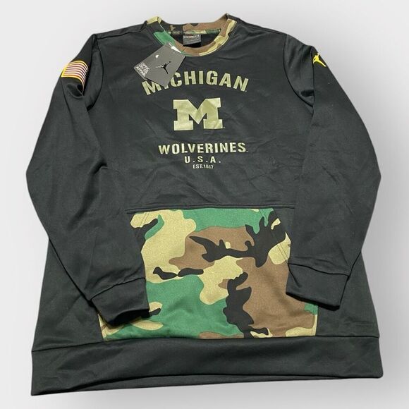 Nike Jordan Michigan Wolverines Salute To Service Sweatshirt DD4308-010 size L - Picture 1 of 9